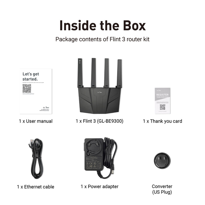 Flint 3 (GL-BE9300)Tri-band Wi-Fi 7 Home Router