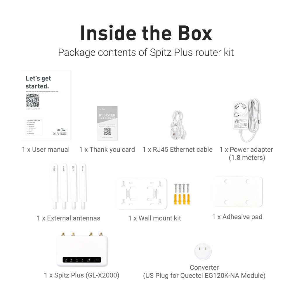 Spitz Plus (GL-X2000) Wi-Fi 6 4G LTE CAT 12 Router