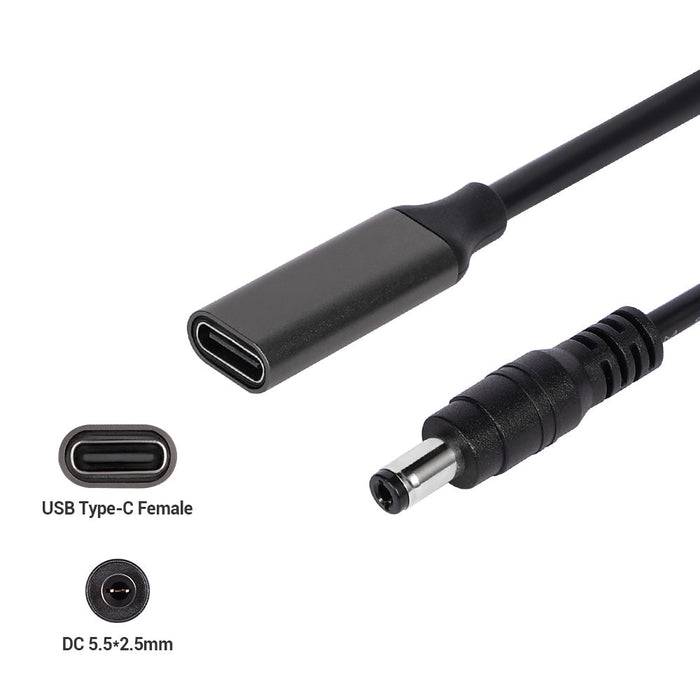 Power Adapter Cable - Type-C PD to DC 5.5mm x 2.5mm (65W Max)