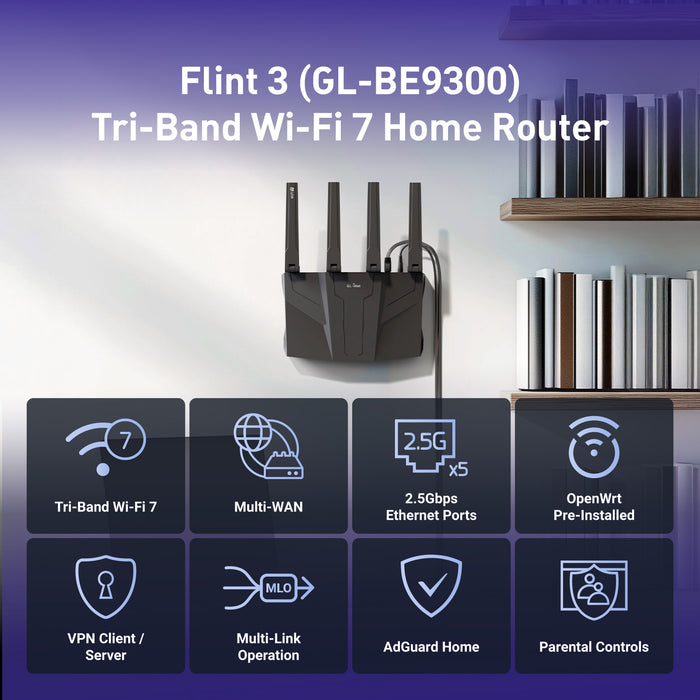 Flint 3 （GL-BE9300）Tri-band Wi-Fi 7 Home Router