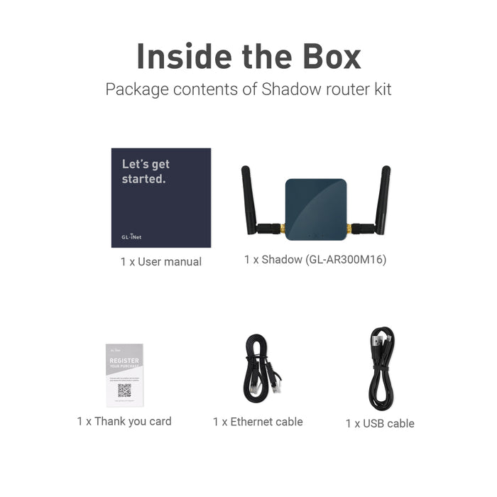 Shadow (GL-AR300M16-Ext) Mini Smart Router with External Antennas