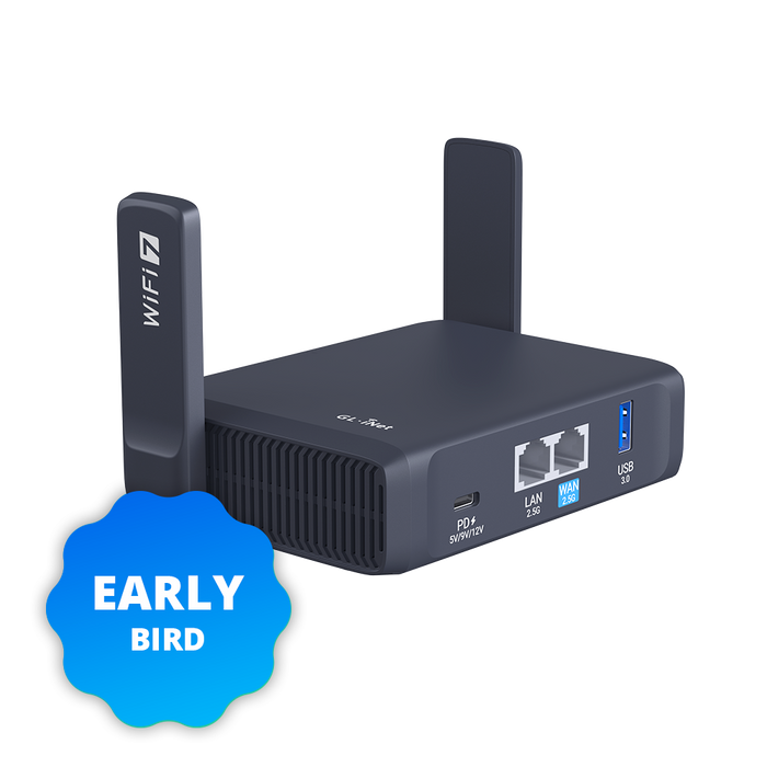 Early Bird | Slate 7 (GL-BE3600) Dual-band Wi-Fi 7 Travel Router